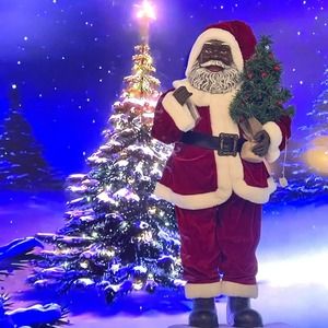 34" African American Santa Claus Christmas Holiday X-mas Signature Collection